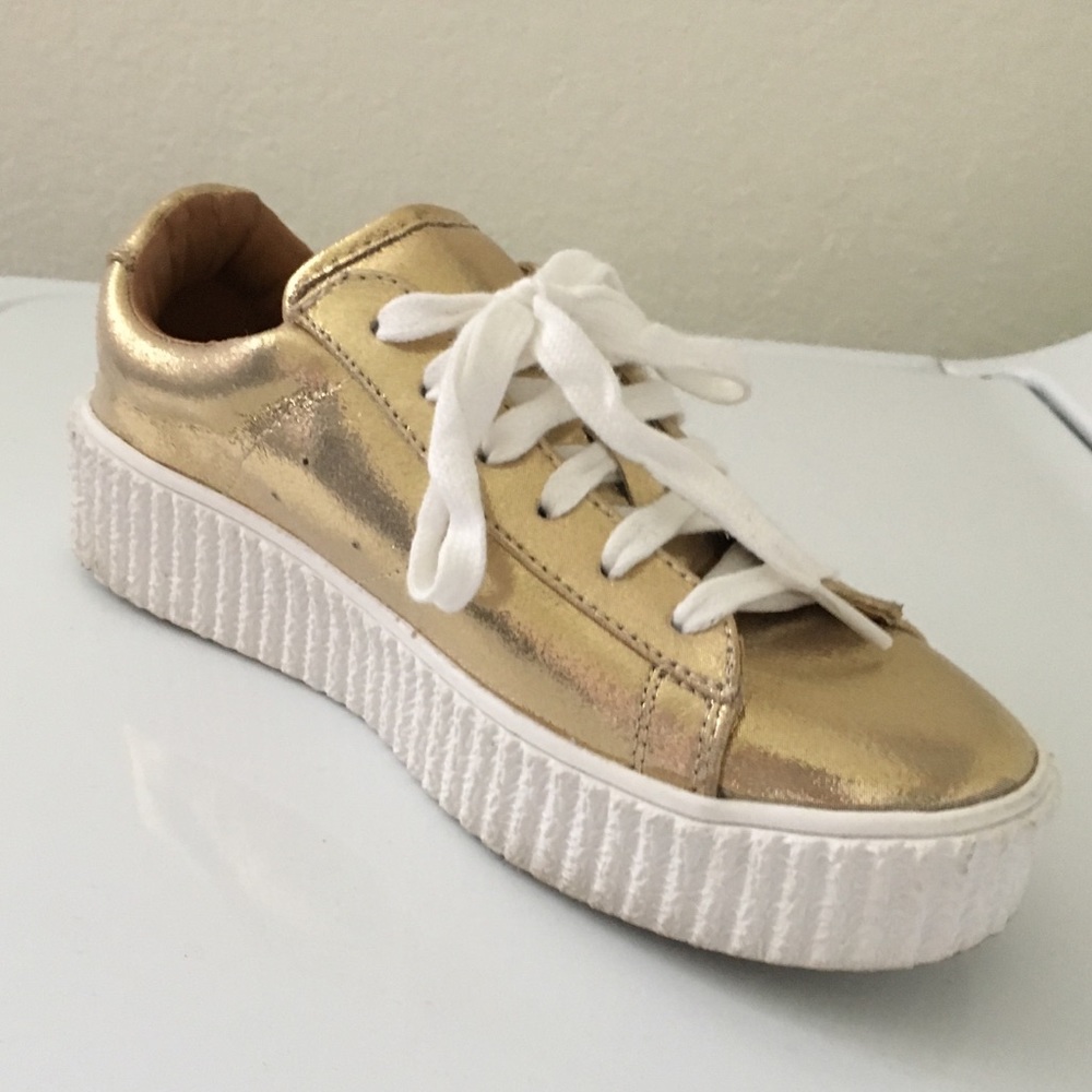 Express Gold Lace up Sneakers